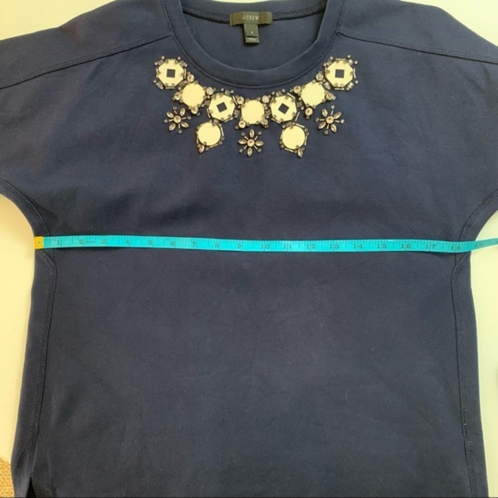 J.Crew blue embellished neckline top - Picture 9 of 10